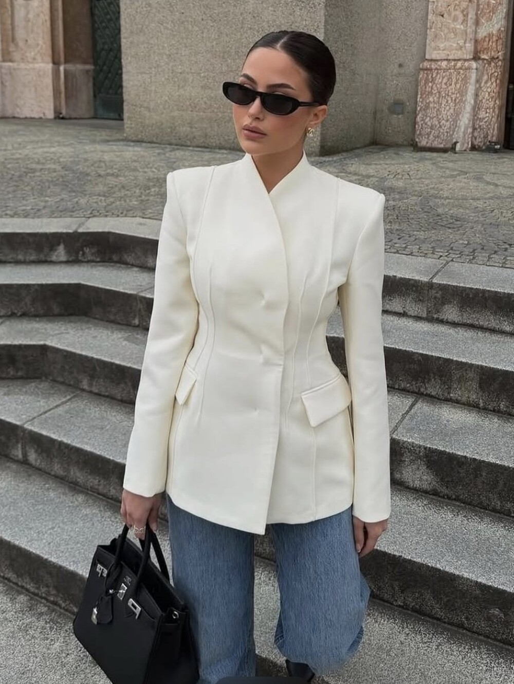 ZARA TAILORED BLAZER ECRU Size S